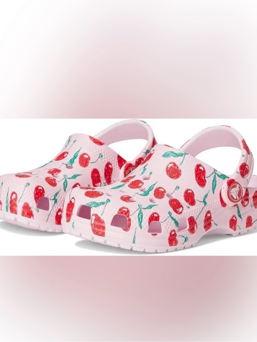 New Women’s Crocs Cherry-Print Classic Clog - Pink
